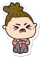 sticker of a cartoon angry woman png