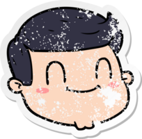 distressed sticker of a cartoon male face png