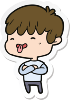 sticker of a cartoon boy sticking out tongue png