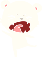 oso polar de dibujos animados de estilo de color plano enojado png