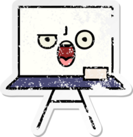 distressed sticker of a cute cartoon white board png