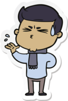 sticker of a cartoon man sweating png