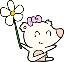 female polar bear cartoon with flower png