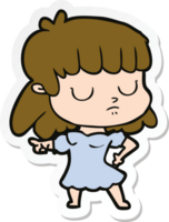 sticker of a cartoon indifferent woman png