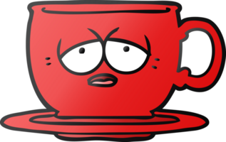 tasse de thé fatiguée de dessin animé png