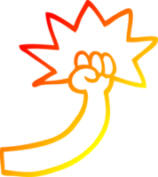 warm gradient line drawing of a cartoon punching arm png