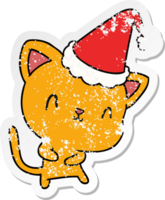 hand- getrokken Kerstmis verontrust sticker tekenfilm van kawaii kat png