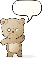 cartoon waving teddy bear with speech bubble png