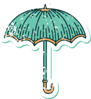 image emblématique de style tatouage d'autocollant en détresse d'un parapluie png