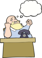 cartoon arrogant boss man with thought bubble png