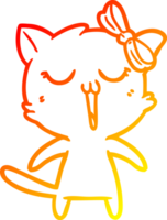 caloroso gradiente linha desenhando do uma desenho animado gato png