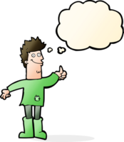 Cartoon positiv denkender Mann in Lumpen mit Gedankenblase png