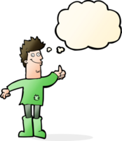 cartoon positive thinking man in rags with thought bubble png