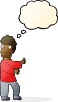 cartoon nervous man with thought bubble png