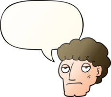 cartoon bored man with speech bubble in smooth gradient style png