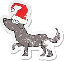 retro distressed sticker of a cartoon dog png