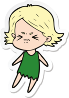 sticker of a cartoon angry woman png