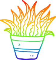rainbow gradient line drawing of a cartoon plant png