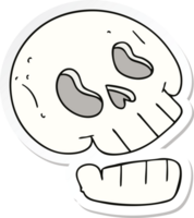 sticker of a quirky hand drawn cartoon skull png