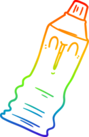 rainbow gradient line drawing of a cartoon toothpaste tube png