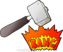 hand drawn cartoon mallet banging png