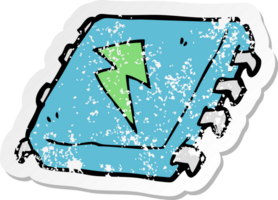 retro distressed sticker of a cartoon computer chip png