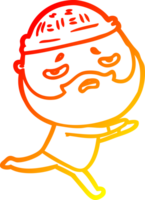 warm gradient line drawing of a cartoon worried man with beard png