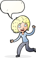 cartoon happy waving girl with speech bubble png