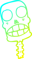 cold gradient line drawing of a cartoon spooky skull png