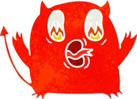 hand drawn retro cartoon of cute kawaii red demon png