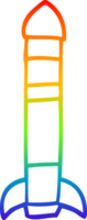rainbow gradient line drawing of a cartoon tall rocket png