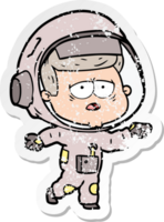 pegatina angustiada de un astronauta cansado de dibujos animados png