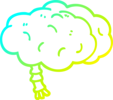 cold gradient line drawing of a cartoon brain png