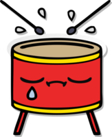 distressed sticker of a cute cartoon sad drum png