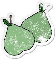 vinheta angustiada de uma pêra verde de desenho animado bonito png