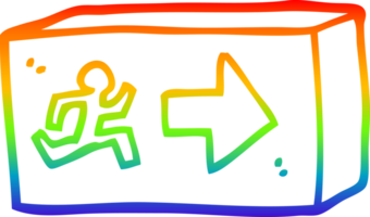 rainbow gradient line drawing of a cartoon exit sign png