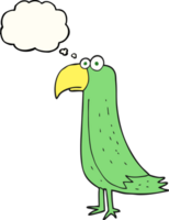 hand drawn thought bubble cartoon parrot png