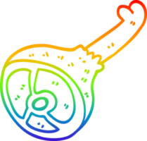 rainbow gradient line drawing of a cartoon well cooked meat png