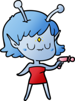 cartoon alien girl with ray gun png