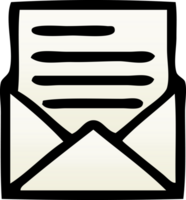 gradient shaded cartoon of a letter and envelope png