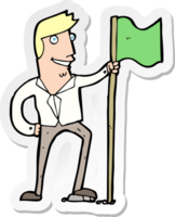 sticker of a cartoon man planting flag png