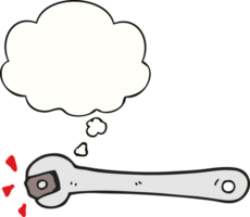 cartoon spanner turning nut with thought bubble png