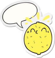 cute cartoon lemon with speech bubble sticker png