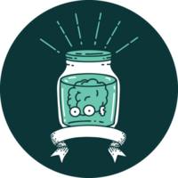 icon of a tattoo style brain in jar png