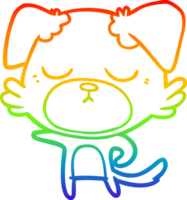 rainbow gradient line drawing of a cute cartoon dog png