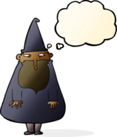 cartoon wizard with thought bubble png