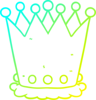 cold gradient line drawing of a cartoon crown png