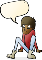 cartoon boy sitting on floor with speech bubble png