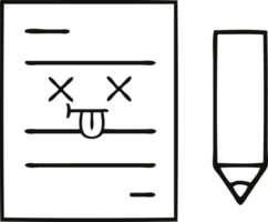 line drawing cartoon of a test paper png