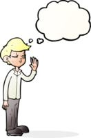 cartoon arrogant boy with thought bubble png